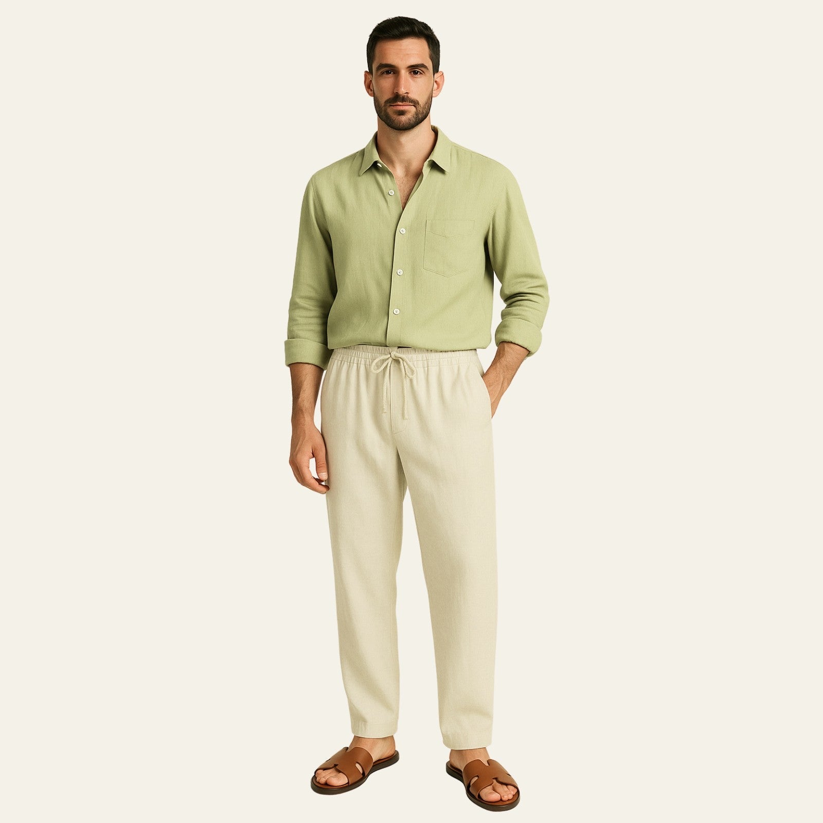 The Tangier Linen Tailored Trousers Set