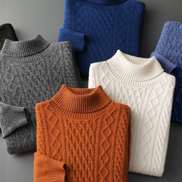 The Zermatt Merino Wool Cable Turtleneck