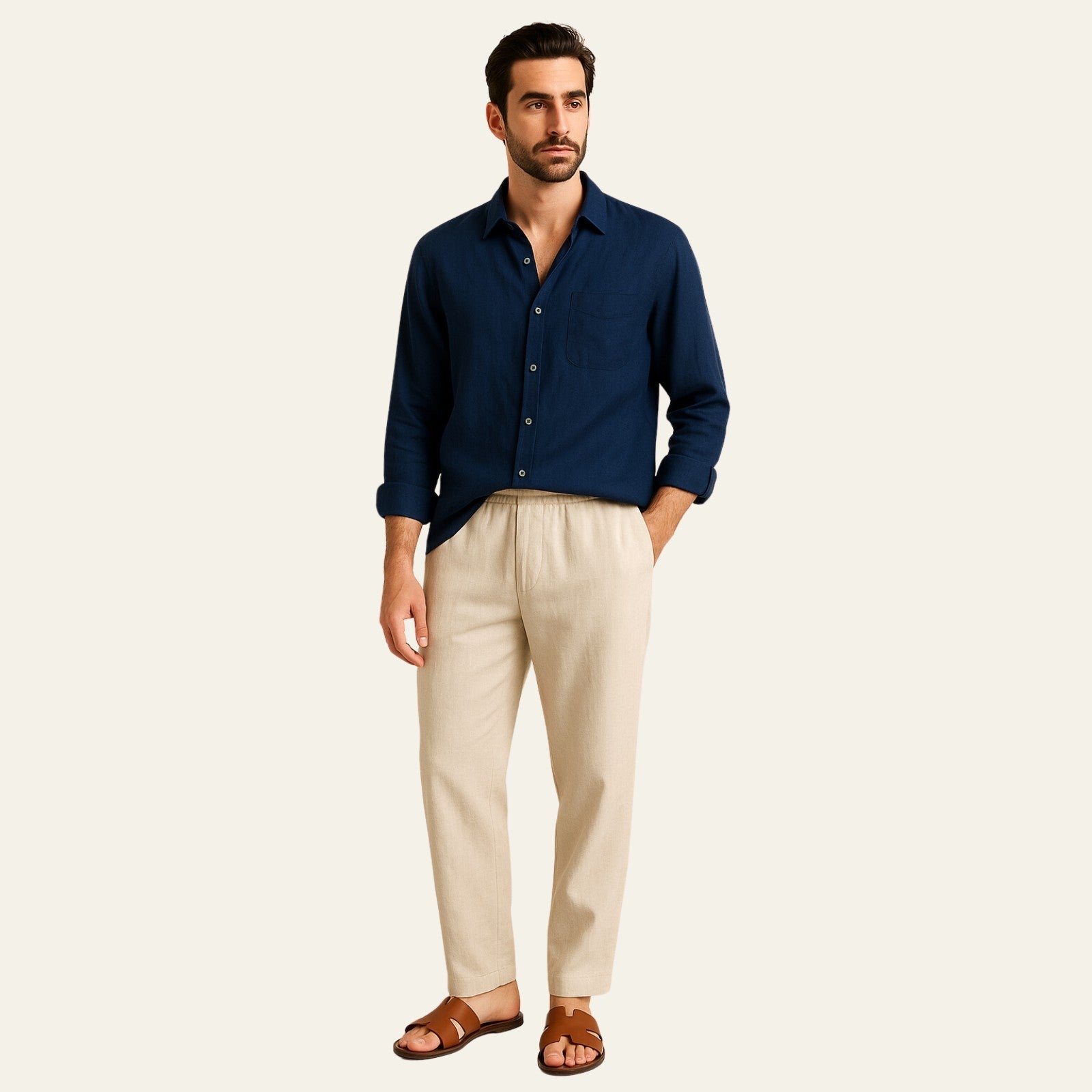 The Tangier Linen Tailored Trousers Set