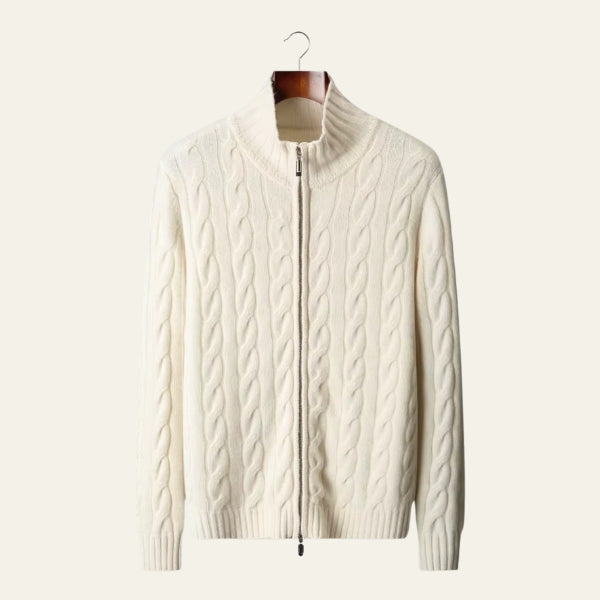 The St. Moritz Merino Cable Zip Sweater