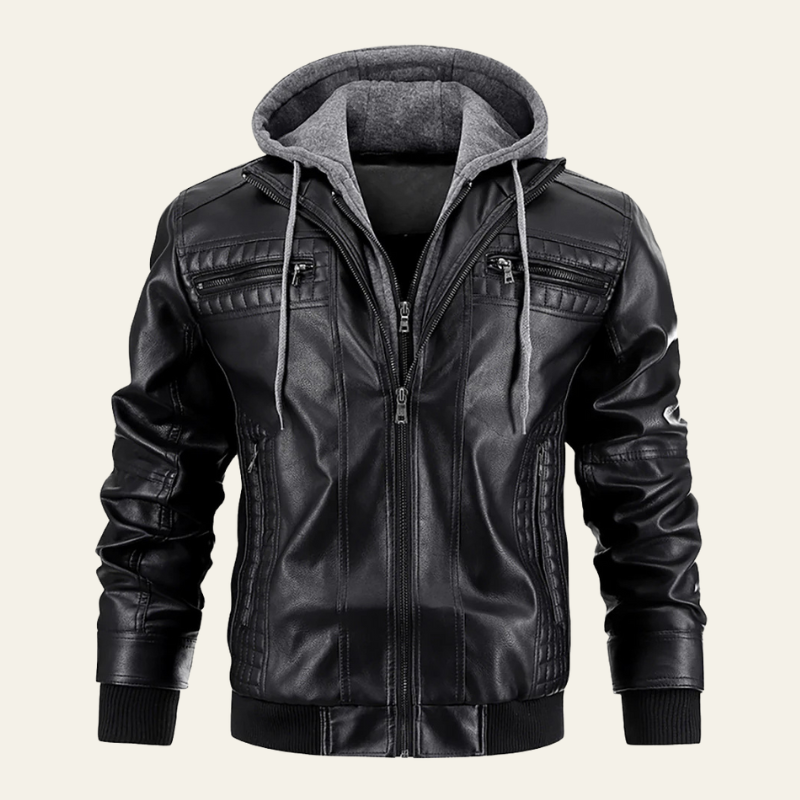 The Catania Hooded Biker Faux Leather Jacket