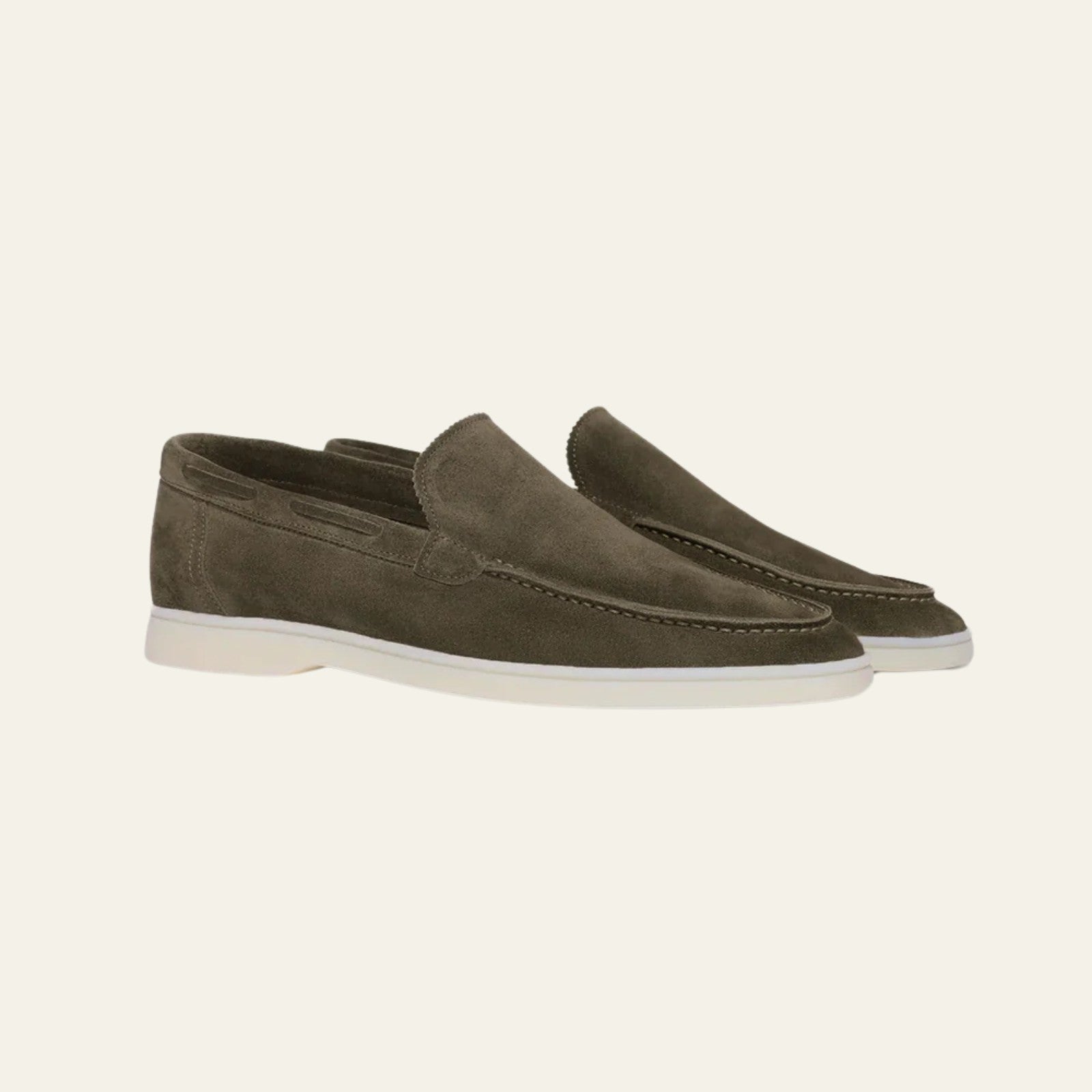 The Positano Suede Yacht Loafer in Olive