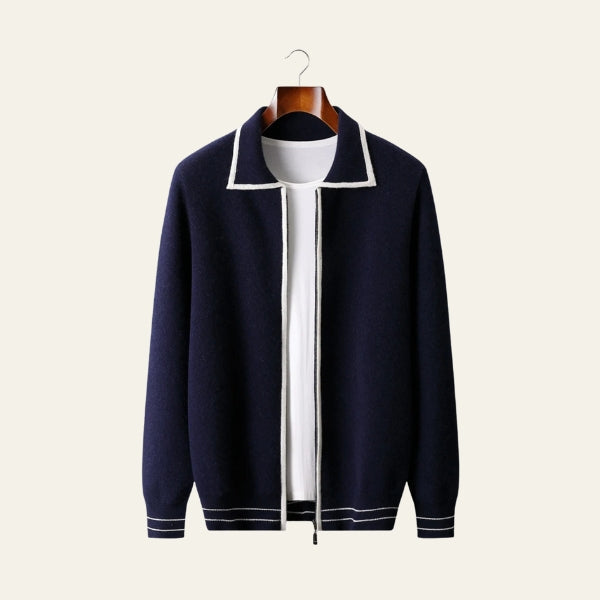 The Amalfi Merino Wool Zip Cardigan