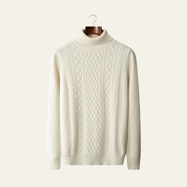 The Zermatt Merino Wool Cable Turtleneck