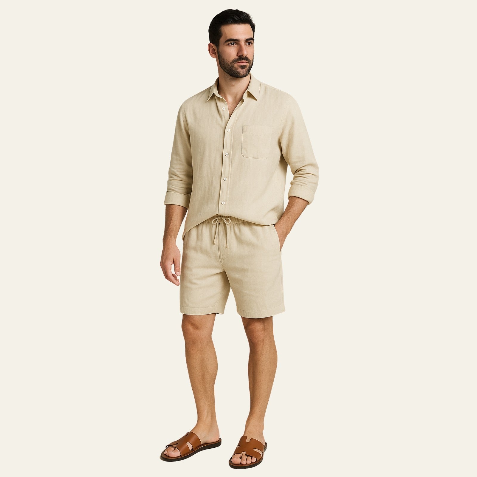 The Amalfi Linen Resort Shorts Set