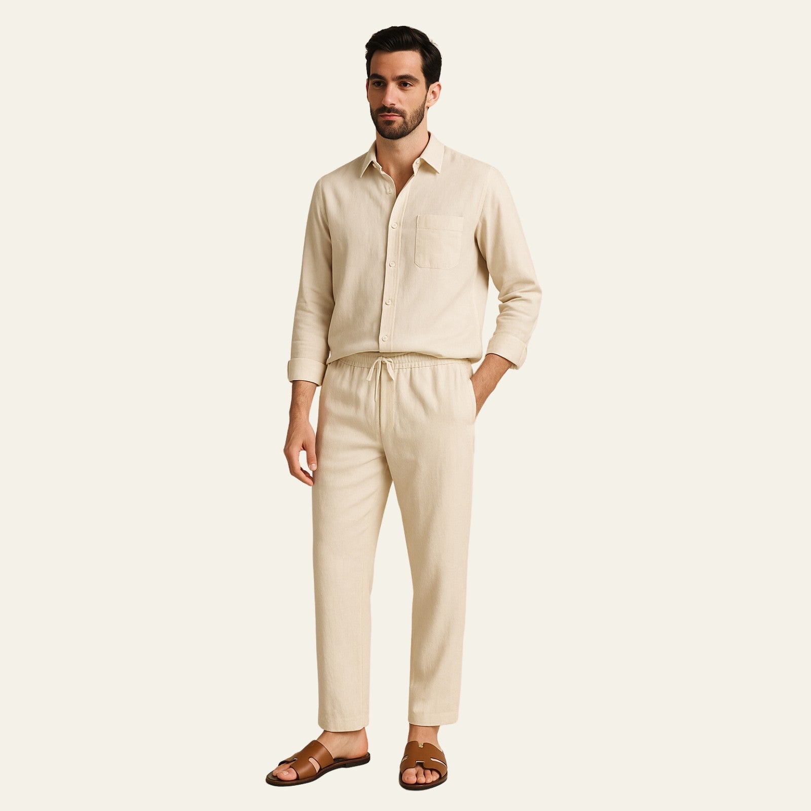 The Tangier Linen Tailored Trousers Set