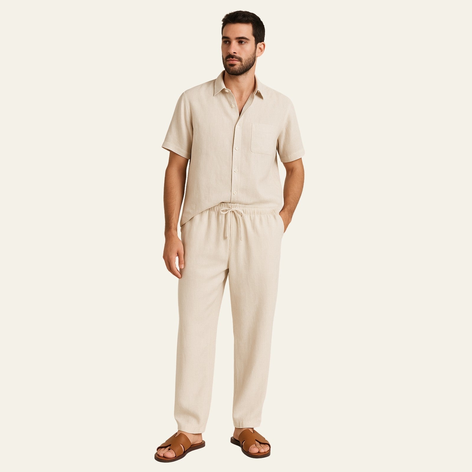 The Antibes Linen Tailored Pantalon Ensemble
