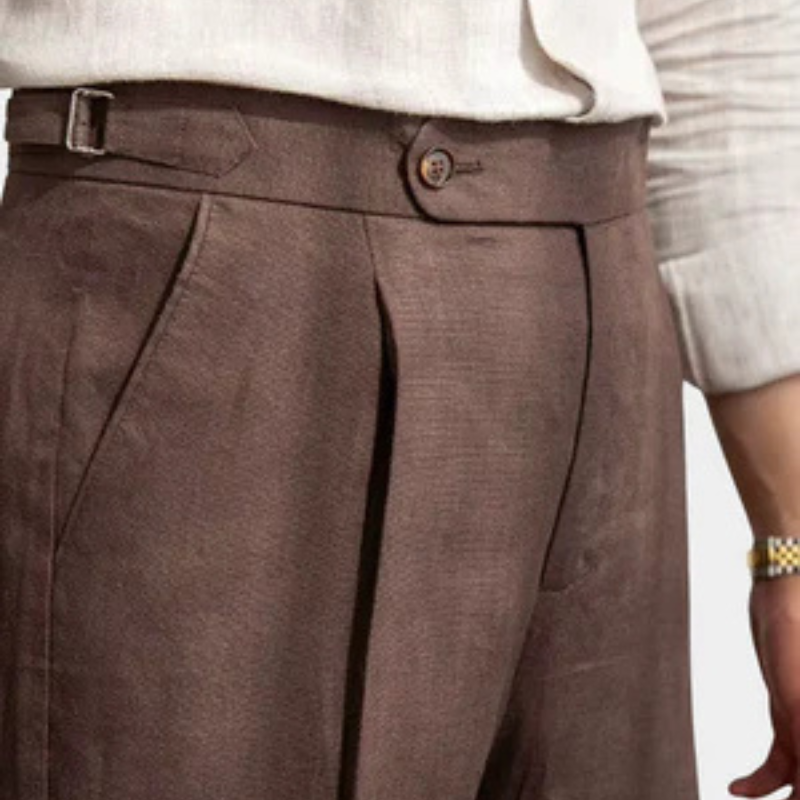 The Lucca Linen Pleated Trouser
