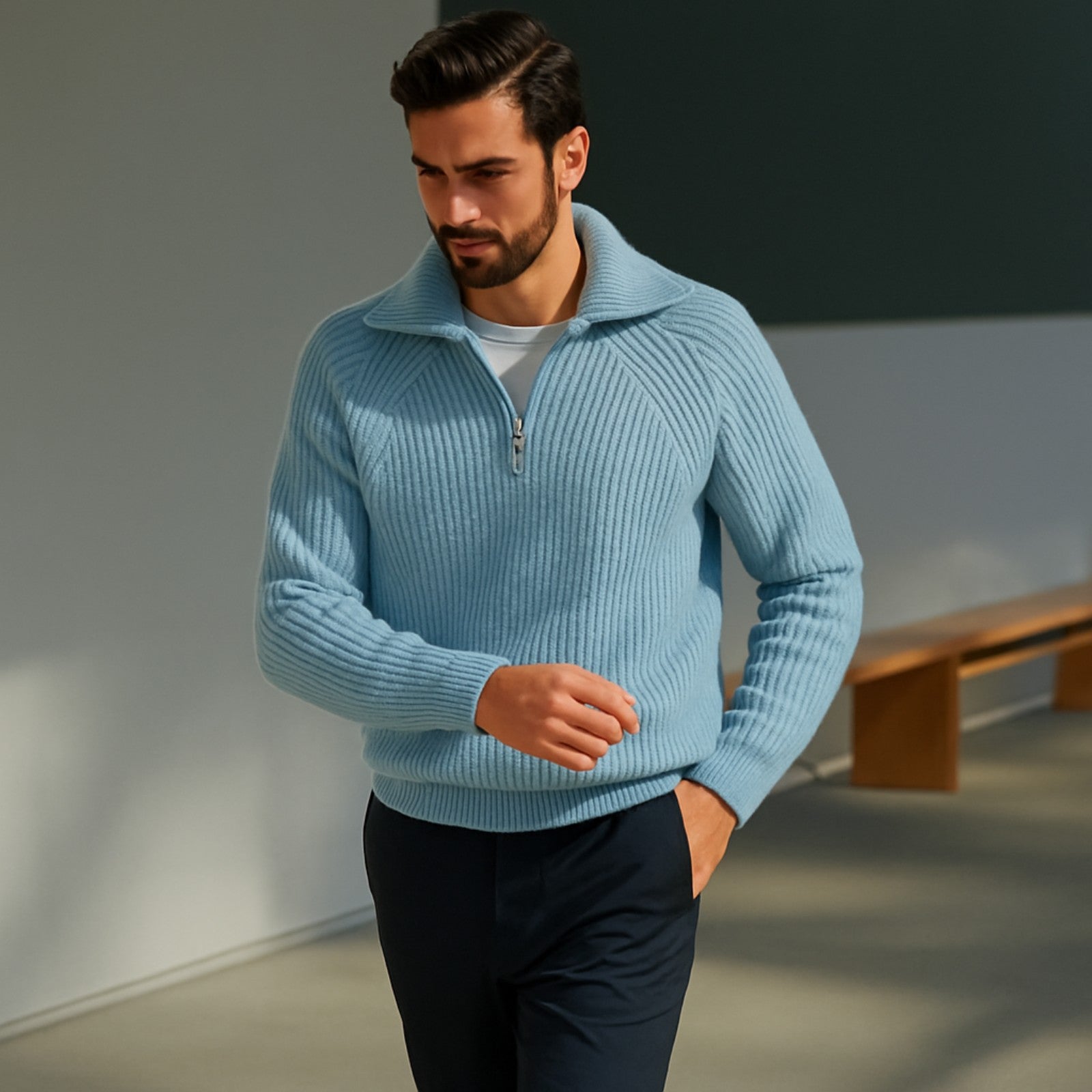 The Osaka Quarter-Zip Knit Sweater