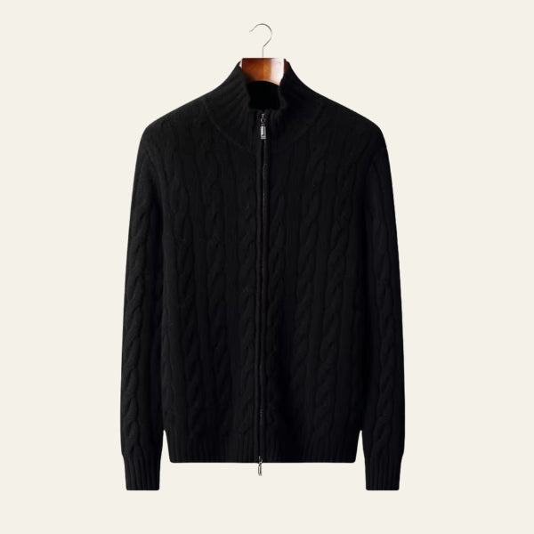 The St. Moritz Merino Cable Zip Sweater