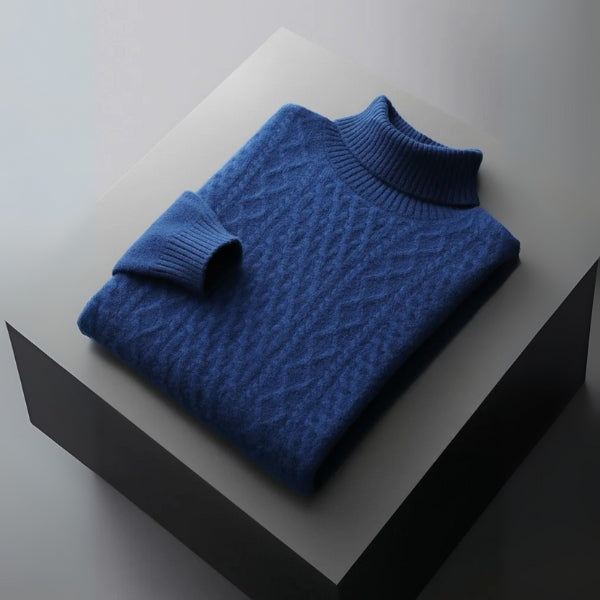 The Zermatt Merino Wool Cable Turtleneck
