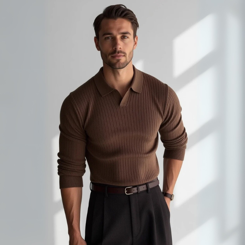 The Lucca Ribbed Knit Polo