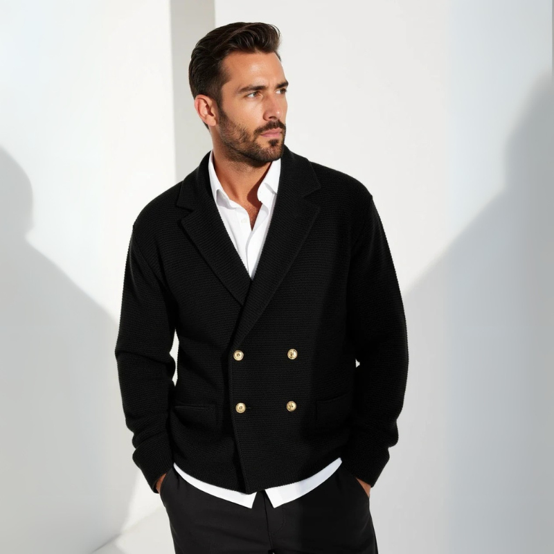 The Positano Double-Breasted Knit Cardigan