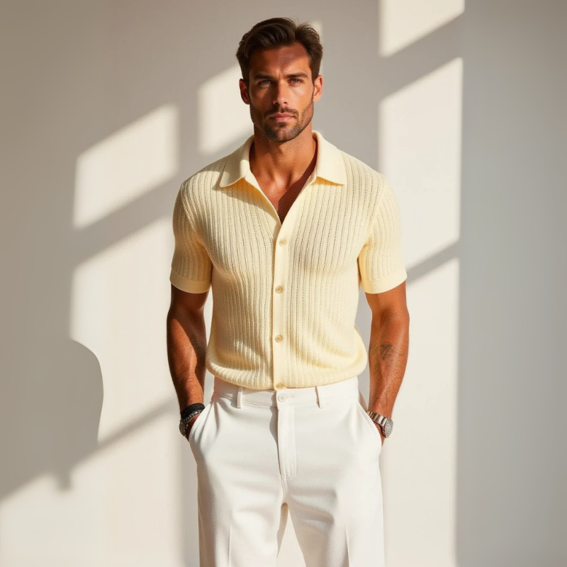 The Positano Lemon Cotton Knit Polo