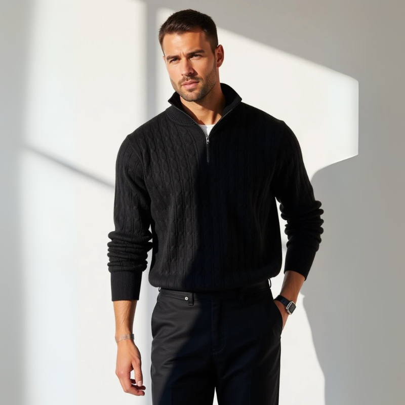 The Verona Textured Quarter-Zip Pullover