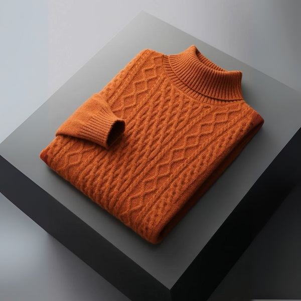 The Zermatt Merino Wool Cable Turtleneck