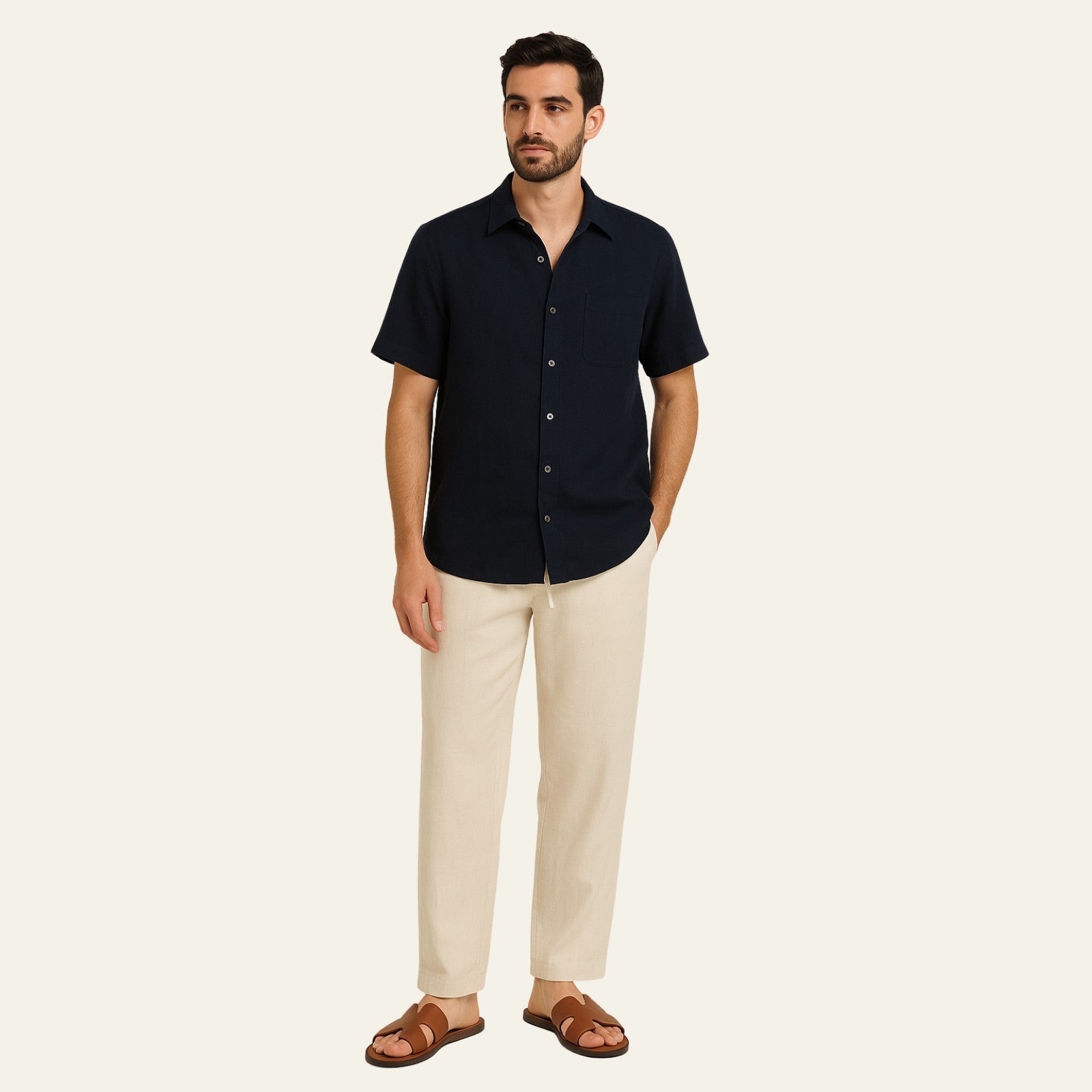 The Antibes Linen Tailored Pantalon Ensemble