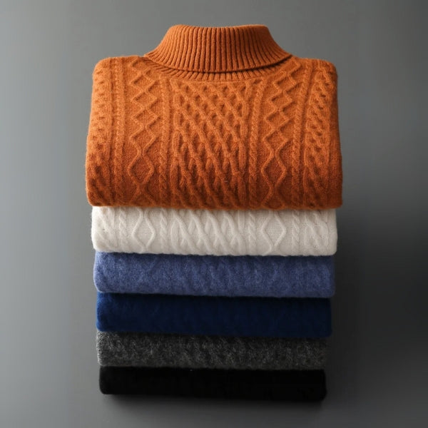 The Zermatt Merino Wool Cable Turtleneck