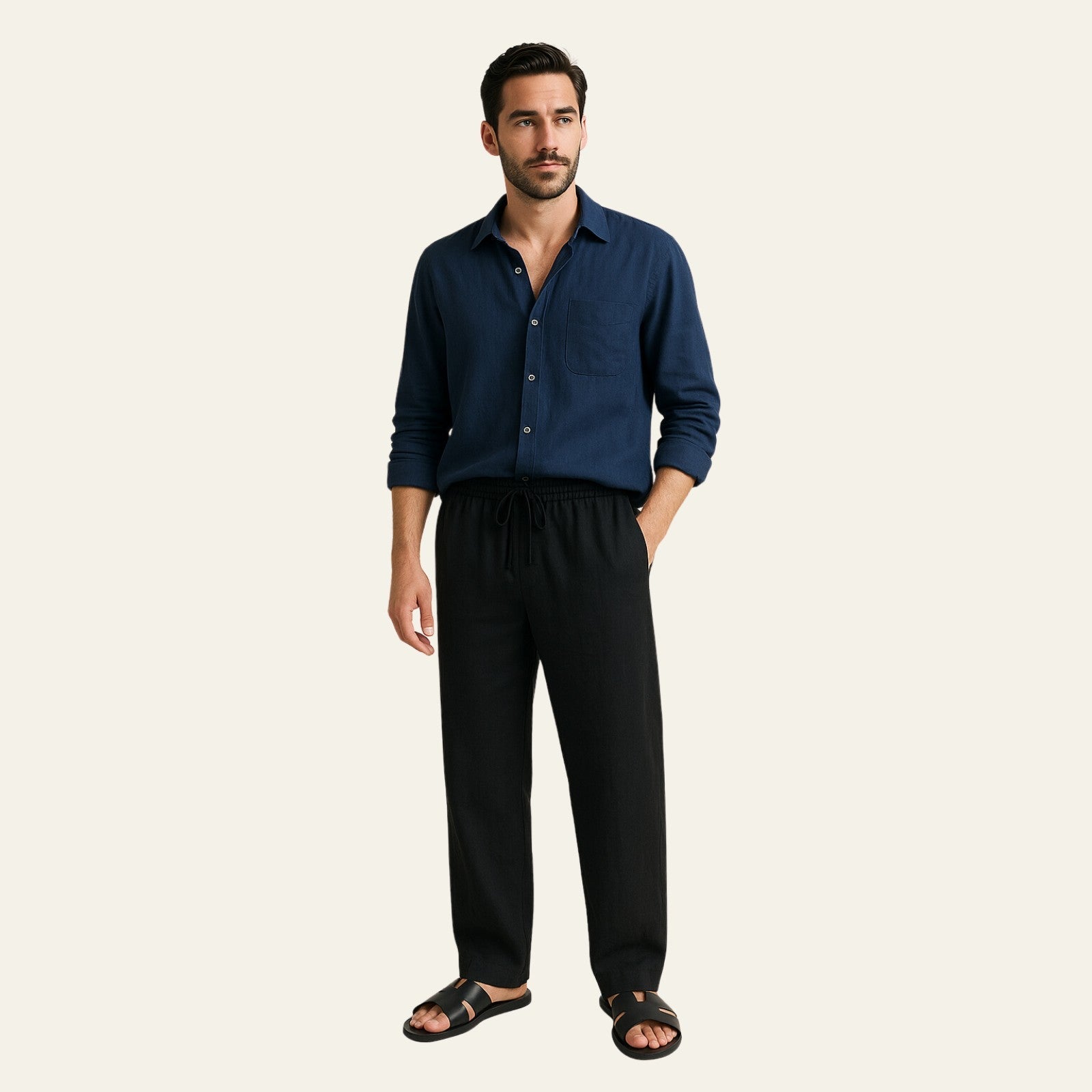 The Valencia Linen Slim Pantalon Set