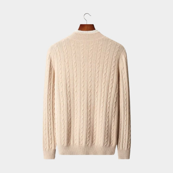 The Davos Merino Wool Button Mock Neck