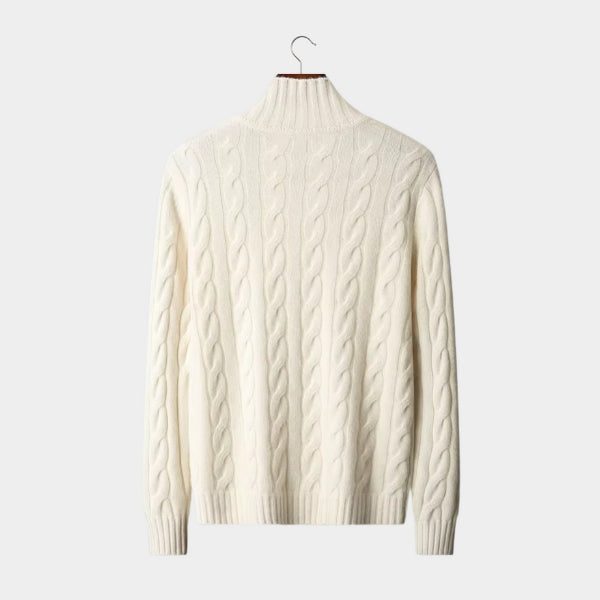 The St. Moritz Merino Cable Zip Sweater