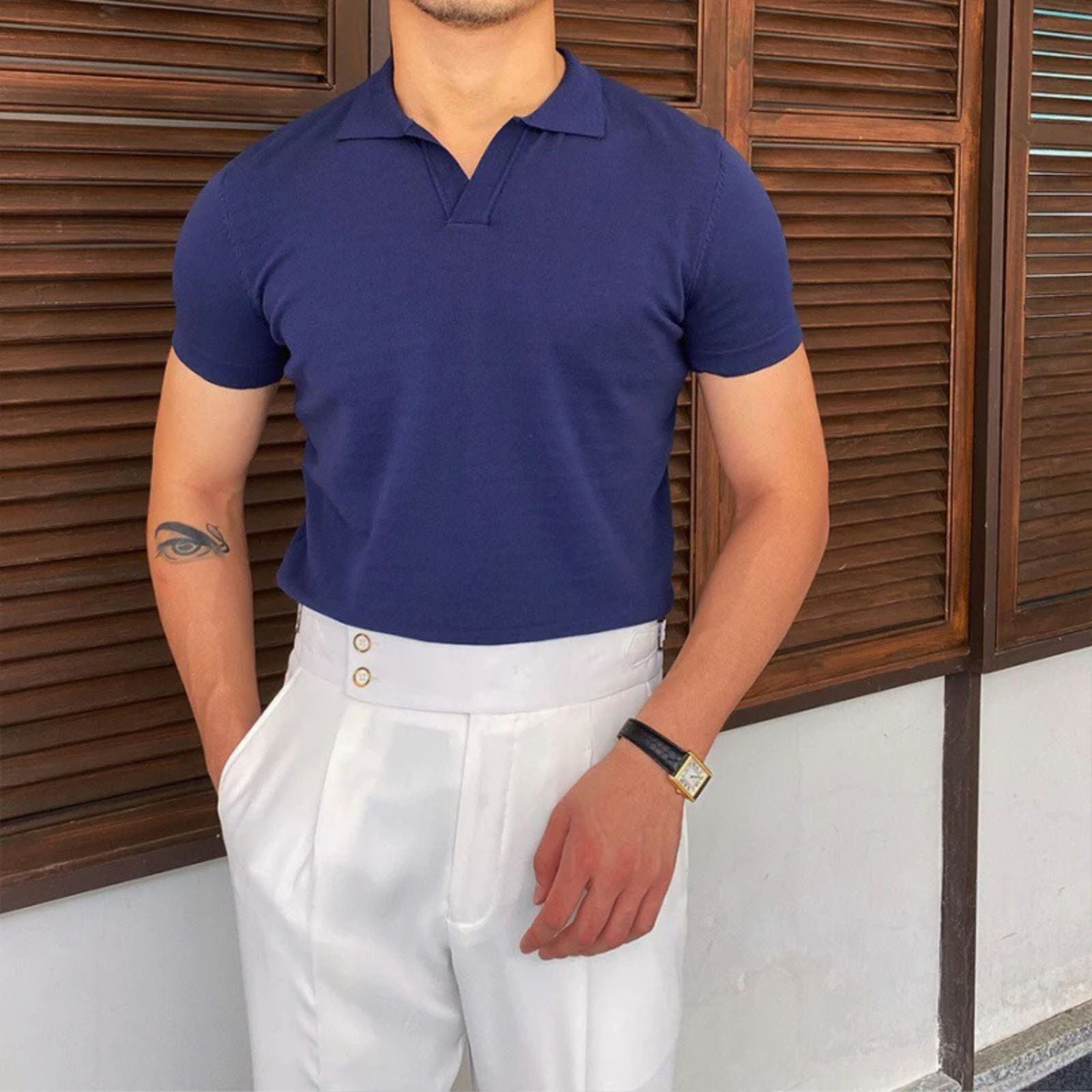 The Palermo Cotton V-Collar Polo