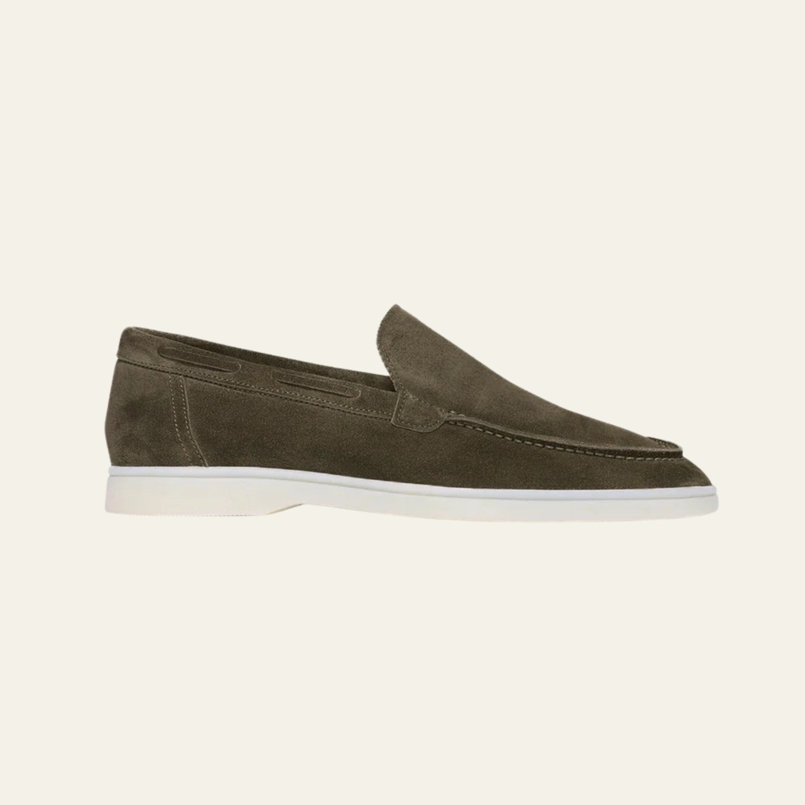 The Positano Suede Yacht Loafer in Olive