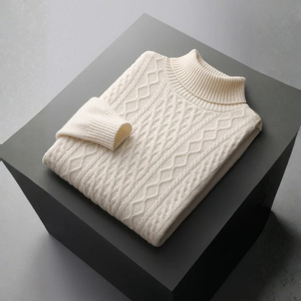 The Zermatt Merino Wool Cable Turtleneck