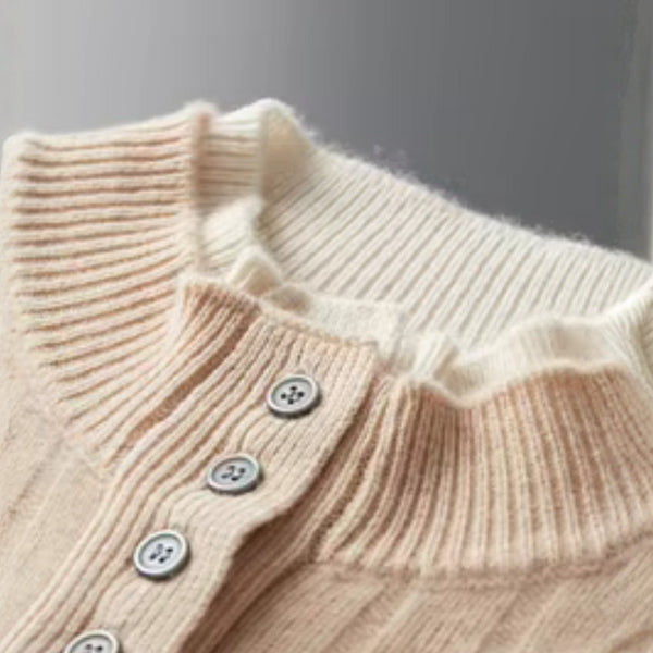 The Davos Merino Wool Button Mock Neck