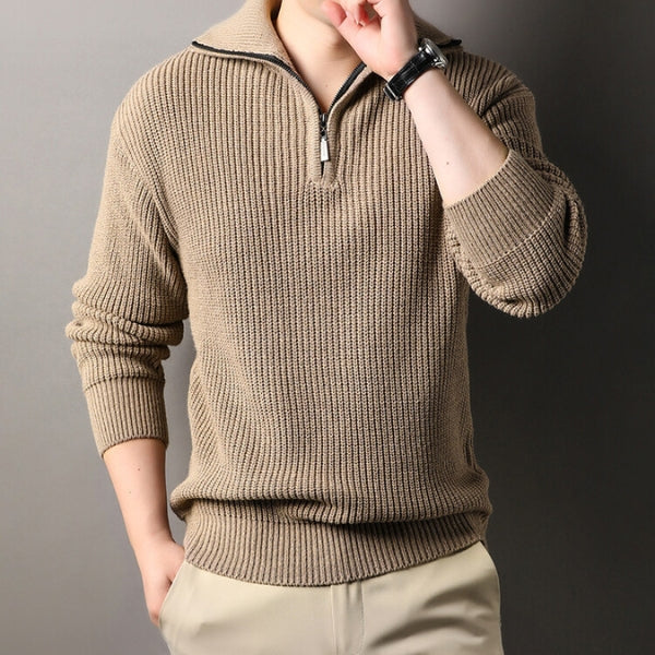 The Umbria Textured Quarter-Zip Sweater