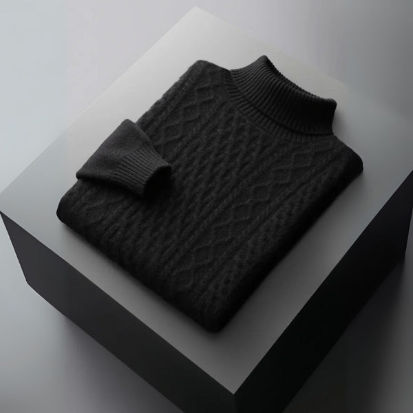 The Zermatt Merino Wool Cable Turtleneck