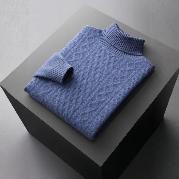 The Zermatt Merino Wool Cable Turtleneck