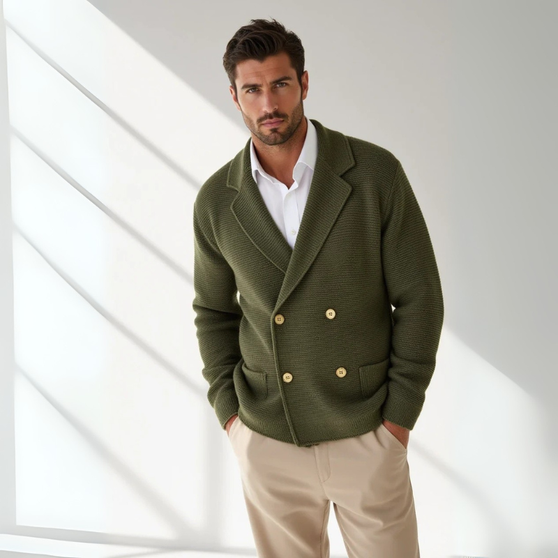 The Cortina Double-Breasted Knit Cardigan