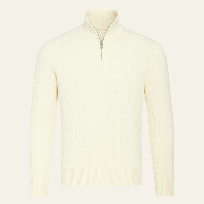 The Ventimiglia Cable-Knit Quarter-Zip Pullover